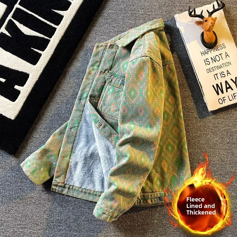 

Мужская зимняя джинсовая куртка Thiened Fce: модная, брендовая, высококачественная, теплая, повседневная, с принтом, для молодежи