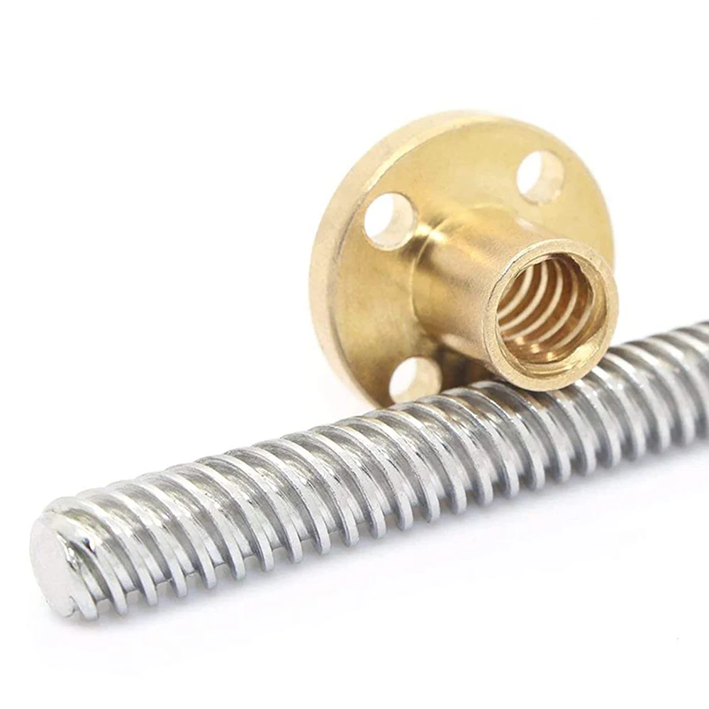 T8 Lead Screw Thread 8mm Pitch1mm Lead 1/2/4/8/10/12/16/20mm 100/200/300/400/500/550mm with Brass Nut 3D Printer Trapezoidal Rod