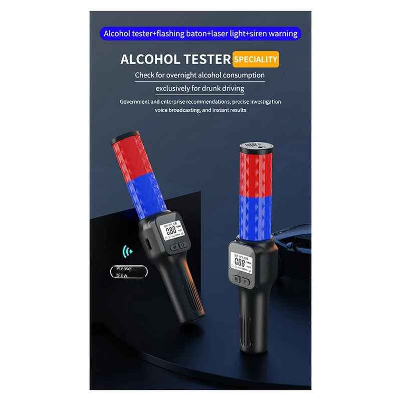 Portable Alcohol Test Stick Handheld Alcohol Detector Handheld High-Precision Drunk Driving Test Special Voice Broadcast