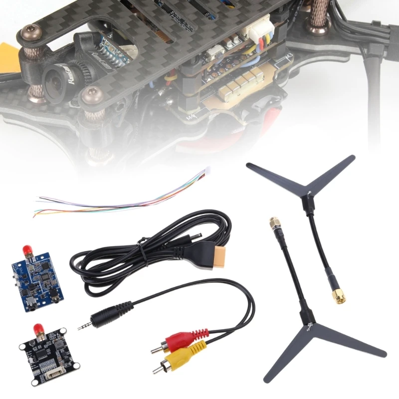 1 Set 1.2/1.3GHz 0.1mW/25mW/200mW/800mW 9CH Transmitter VTX & Receiver VRX 1W with Cable for Racing Drones Quadcopter