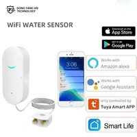 DFA TUYA WiFi Smart Water Leakage Sensor Water Overflow Level Detector 80dB Sound Alarm System Room Flood Leakage Remote Monitor