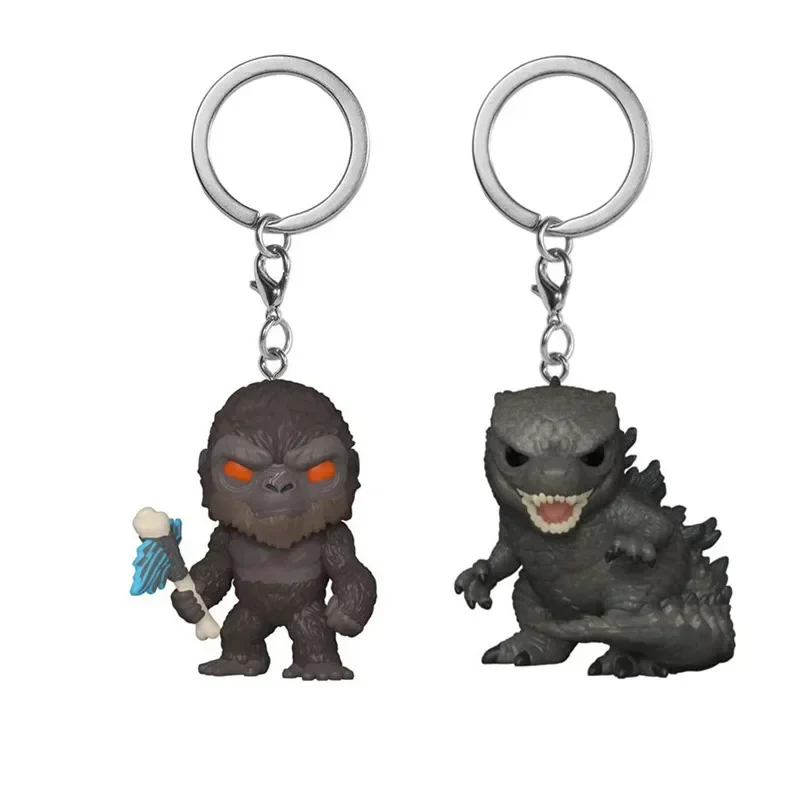 Anime King Kong VS Godzilla Keychains King Kong Godzilla Mini Action Figures PVC Pendent Collections Toys For Boys Adult Gift