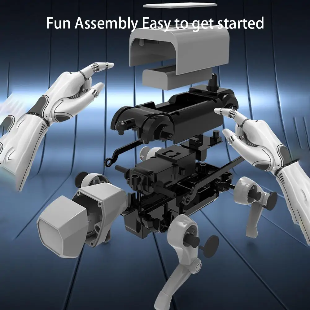 DIY Assembly Robot Dog Toy Remote-controlled Mechanical Dog Toy  3pcs Mechanical Heads Model Electric  Educational Set Toys Gift