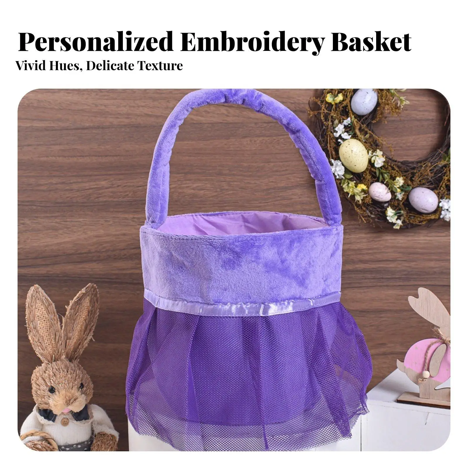Personalized Flannel Embroidery Basket with Mesh Tutu for Dancer Gifts and Toy Storage
