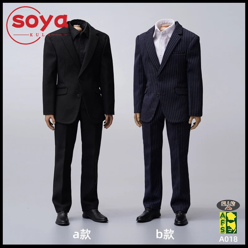 

AFS A018 1/6 Scale Male Casual Black Striped Suit Clothes Model For 12" Solider Action Figure Body Dolls