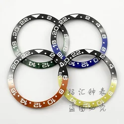Sloping 38mm Orange Yellow Green Blue Black GMT Ceramic Bezel Watch Insert For Watch Replace Watch Bezel Inserts