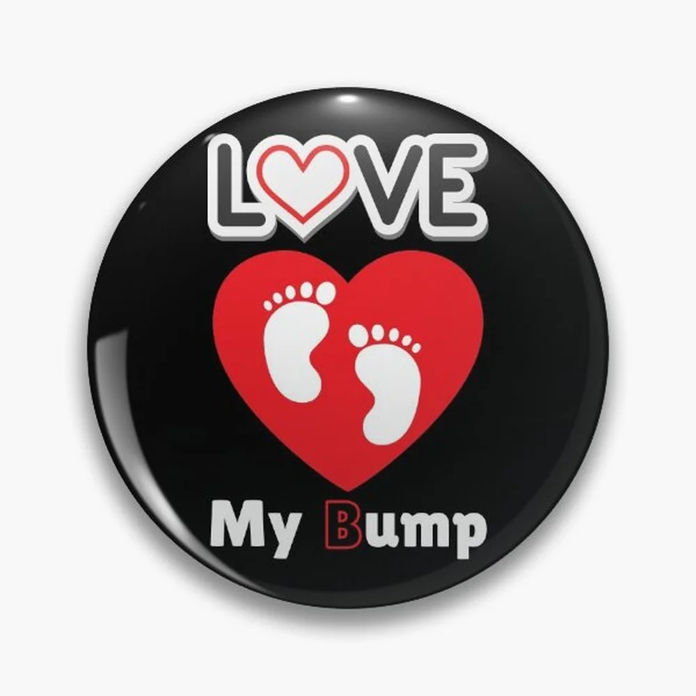 I Love My Bump Pin Holographic Star Heart Pin Brooches Laminated Button Fashion Accessory