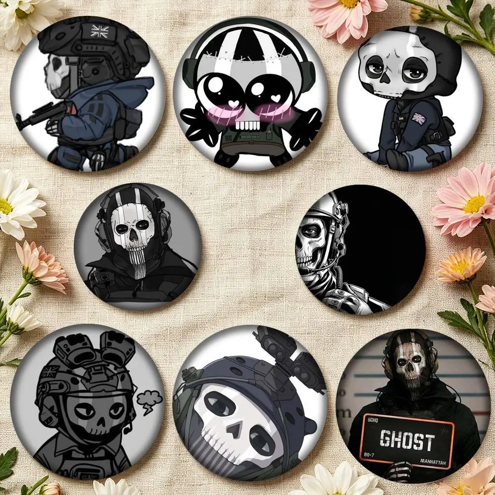 C-Call of D-Duty Ghost Chibis 25mm 32mm 44mm 58mm 75mm Brooches Badges Pins for Accessories Gift