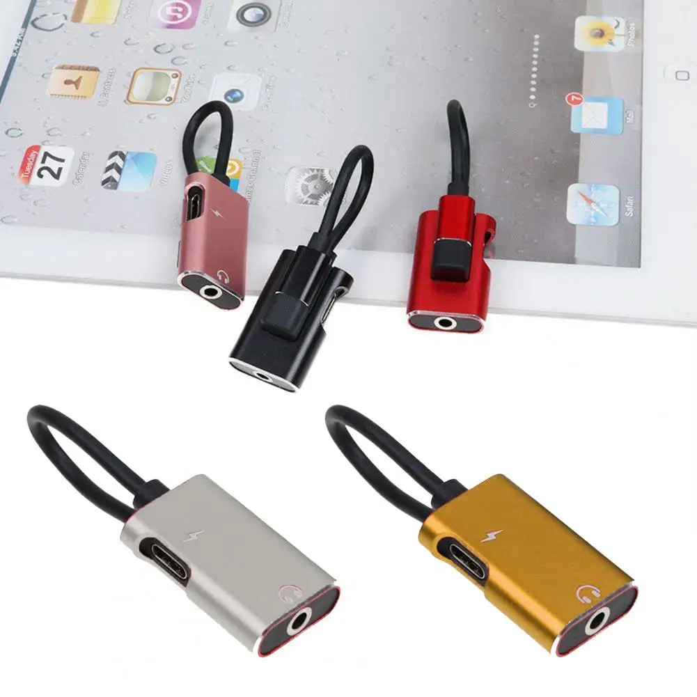 Headphone Adapter Jack 2-in-1 Type-C 3.5mm Charging-Support Aux Audio Cable Converter Adapter Jack for Smartphones