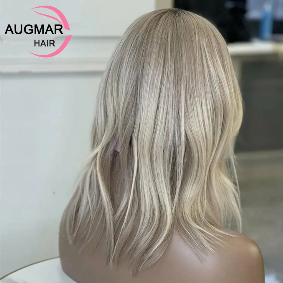 Peluca de cabello humano con encaje Frontal, Pelo Corto sin pegamento, color rubio, 13x4, 13x6, HD