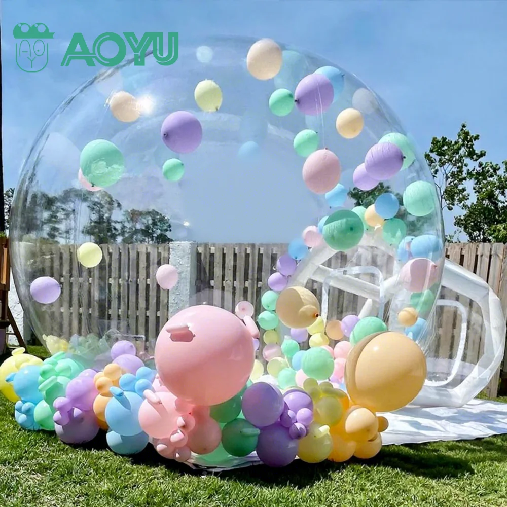 AOYU Children Places Customized Inflatable Transparent Amusement Ornament Balloon 3M Garden Bubble House Bouncy Castle