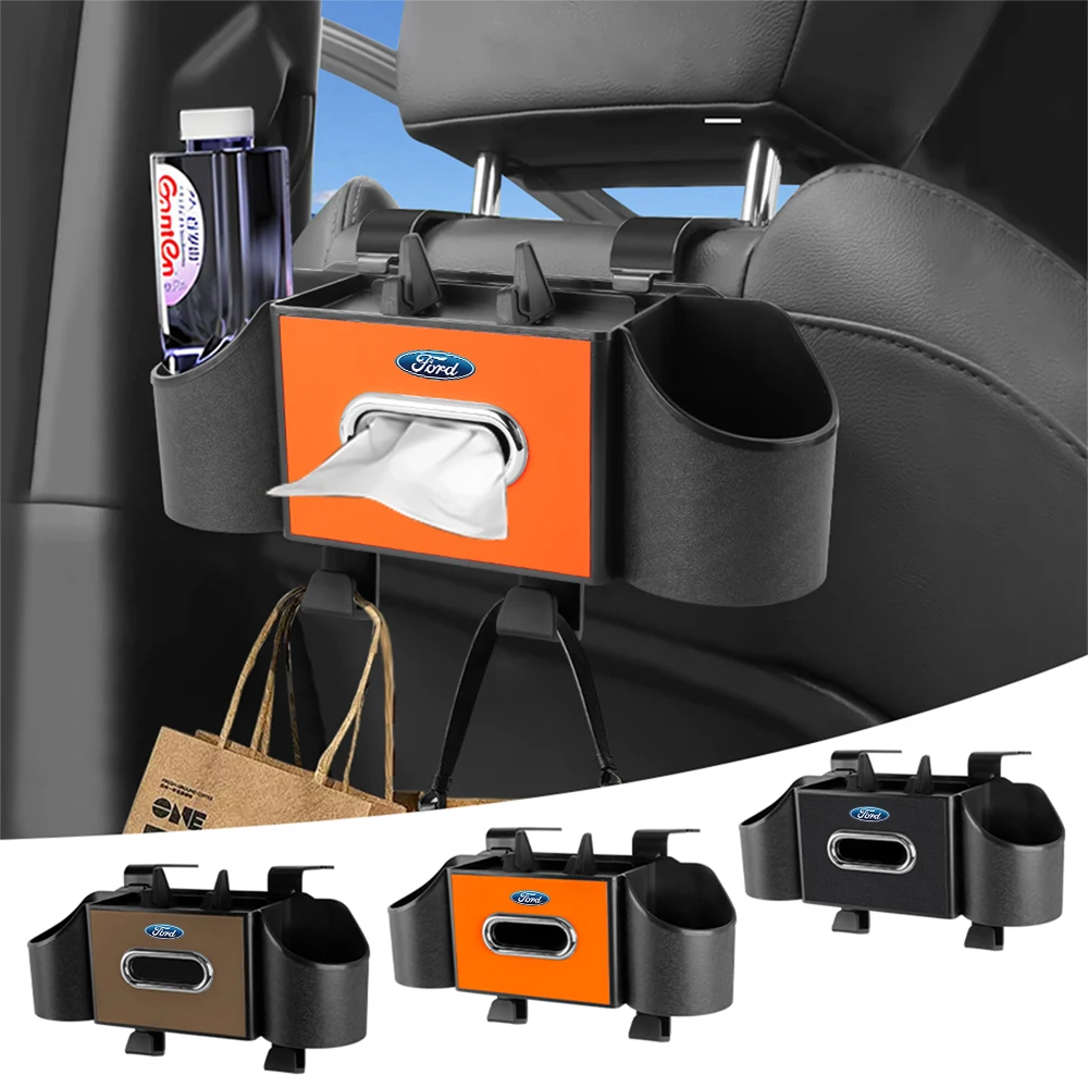 Organizador de Carro para Banco Traseiro: Caixa de Lenços, Suporte para Bebidas e Bolsa de Armazenamento para Ford Focus, Ecosport, Fiesta, Kuga, Fusion ST, Ranger, Mondeo, Kugo, S-MAX