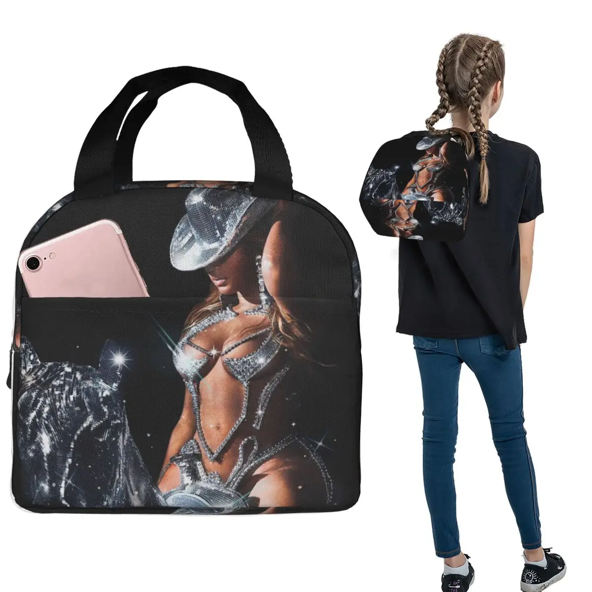 Singer Beyonce Renaissance Tour Insulated Lunch Bag for Women Children Portable Food Boxes Thermal Lunch Box Tote