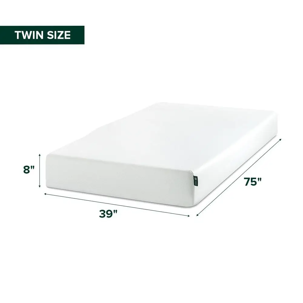 

8 Inch Twin Green Tea Memory Foam Mattress New Version, Fiberglass Free, Medium Firm Feel, Zoned Pressure Relief, Certified Saf