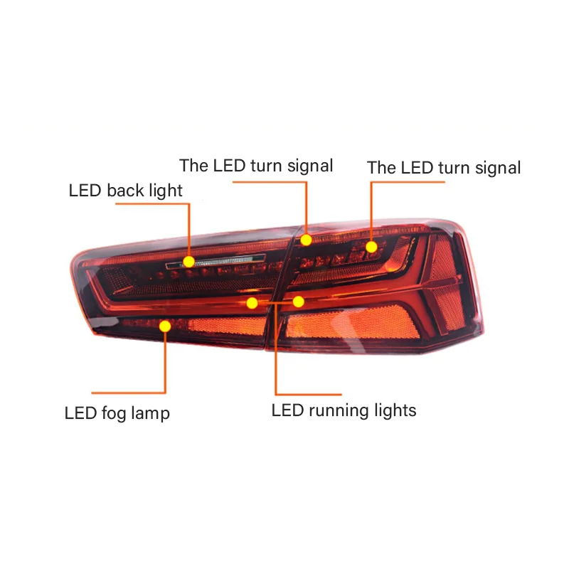 

Автомобильные аксессуары: Новые задние фонари для Audi A6 12-15, модифицированные, в сборе, с LED-подсветкой «рыбья кость» и динамическим указателем поворота
