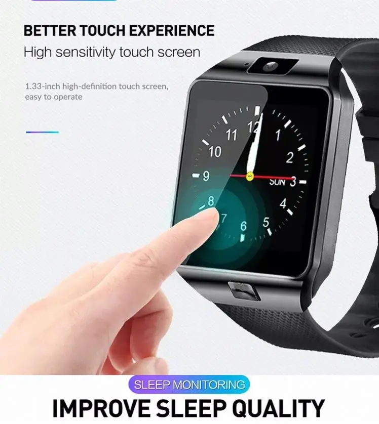 TJXL-Dz09 Smart Watch SIM Card for Men WiFi Sports Tracking Video Call Watch Android Mobile Phone Compatibility TFT for Samsung