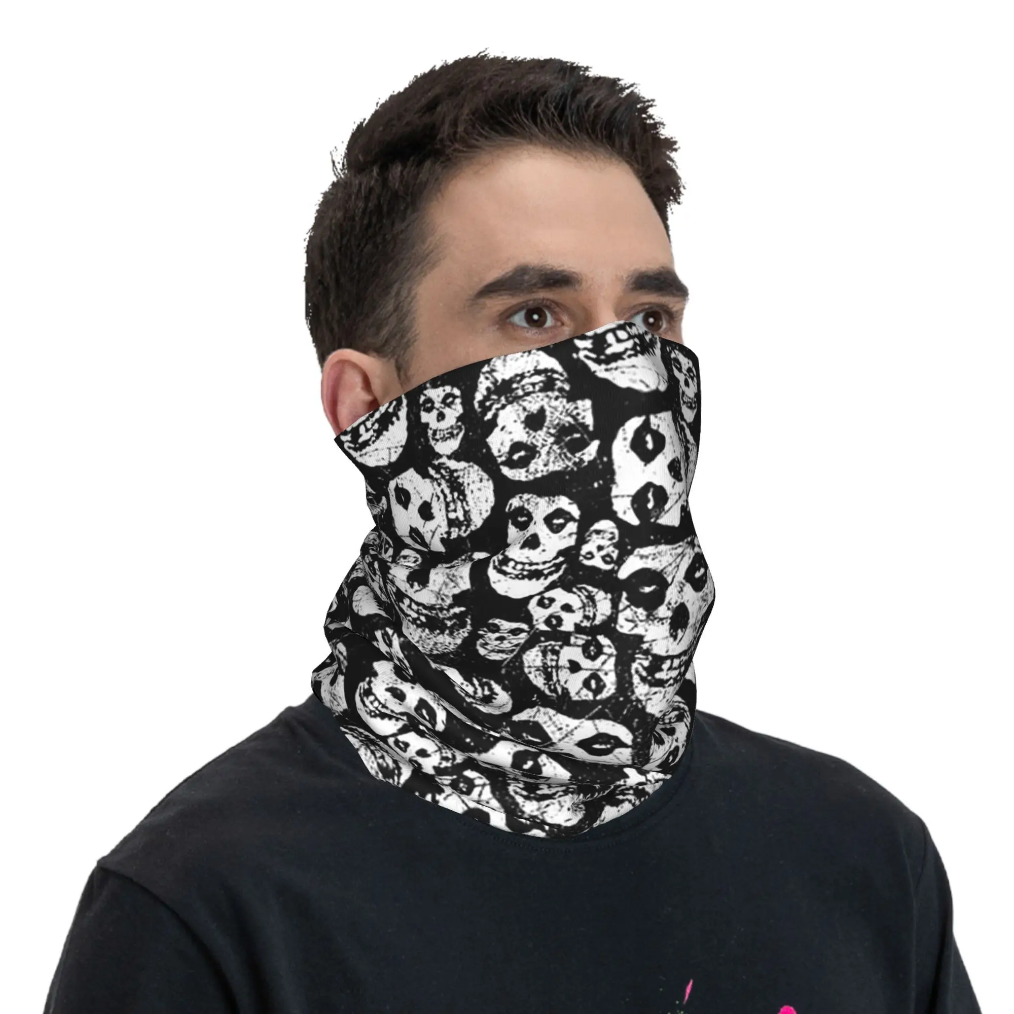 

Рок-панк-группа Misfits Череп с узором на лице Тяжелый металл Бандана на шею Маска с принтом Шарф Многофункциональная маска для лица Спорт на открытом воздухе