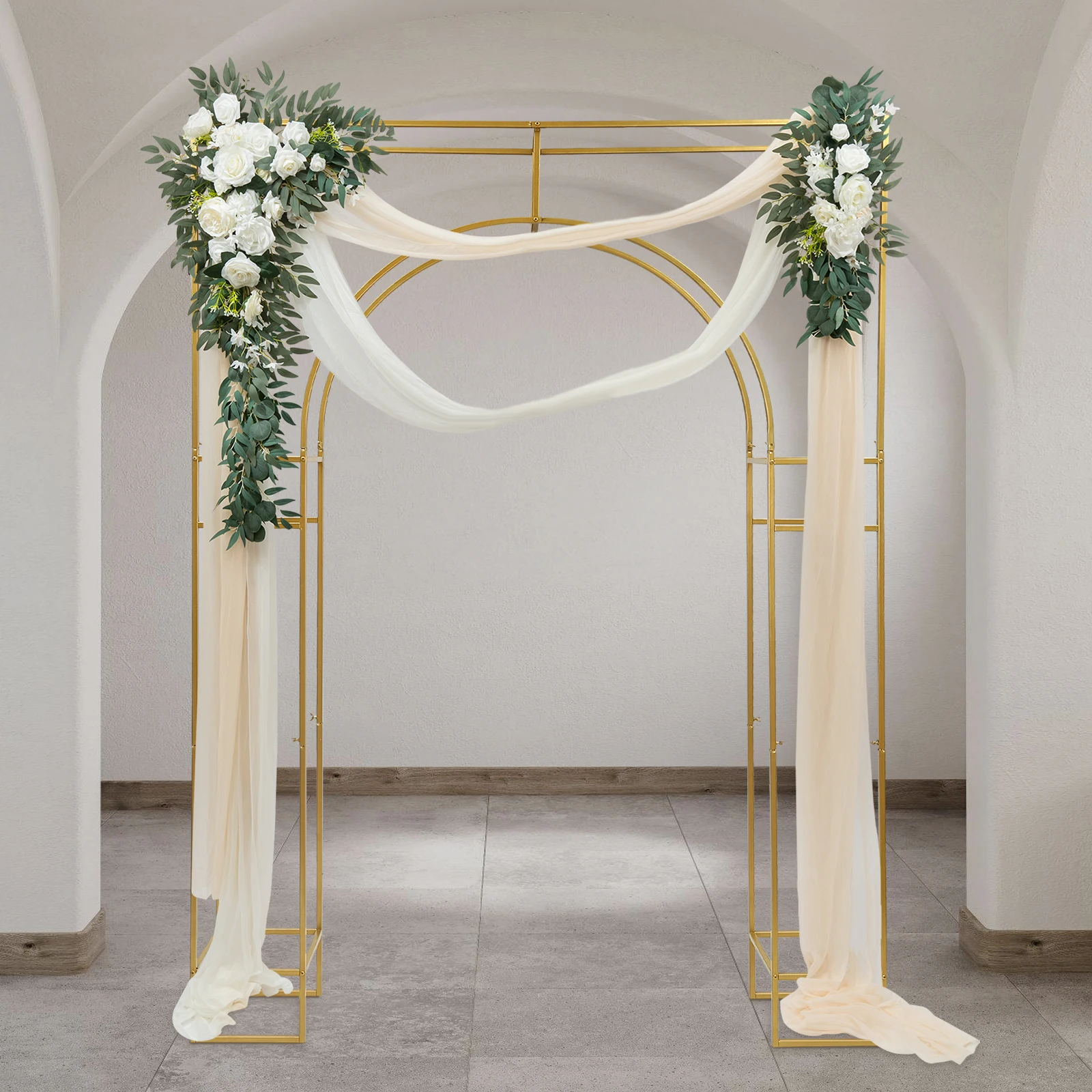 Wedding Arch Backdrop Stand Gold for Ceremony Square Metal Balloon Arch Stand Garden Arbor Frame for Wedding