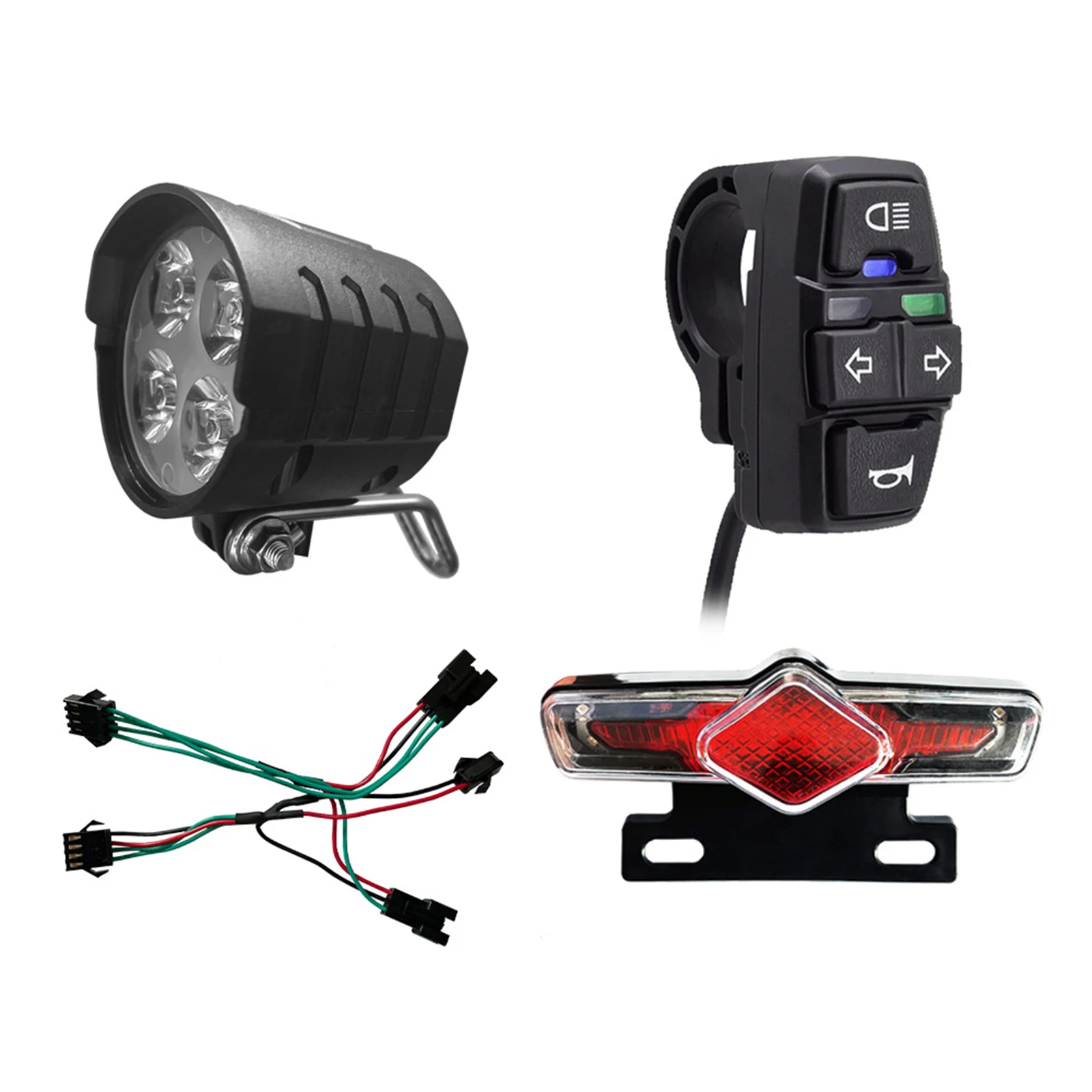 

Ebike Light Bike Bike Headlight and Tail Light Set Lithium-ion with Turn Signal 36V-60V Waterproof Ebike Lights for Night Riding
