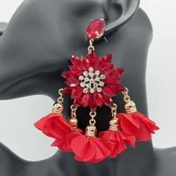 Statement Crystal Big Drop Dangle Earrings For Women Pendant Tassel Flower Earrings Luxury Party Wedding Jewelry Gift Wholesale