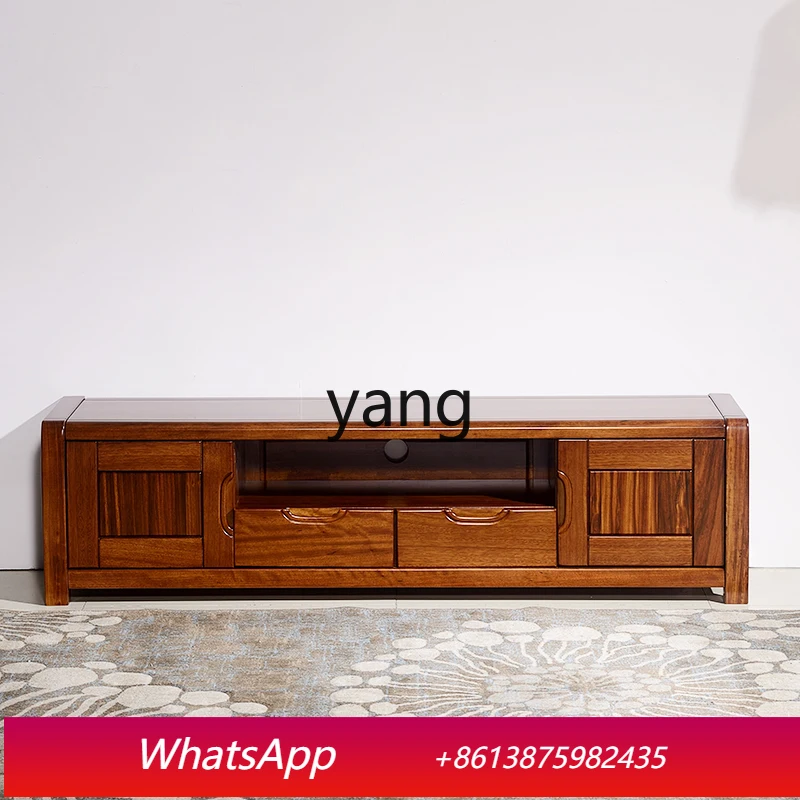 

tgf Ebony Wood Solid Wood TV Cabinet Modern Chinese Style Living Room Storage Cabinet