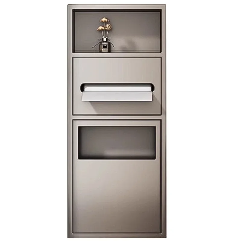 Toilet Embedded Stainless Steel Niche Toilet Side Storage Cabinet Bathroom Cardboard Box Trash Can Save Space