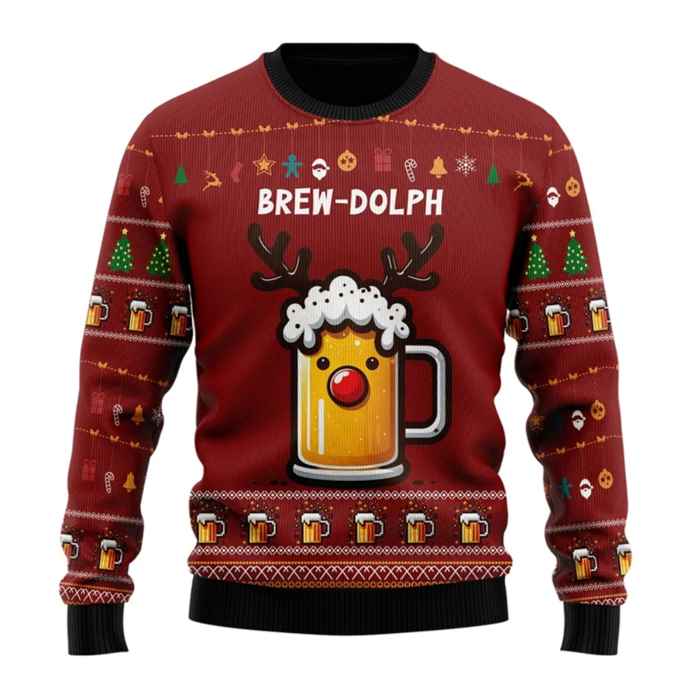 Fashion Beer Ugly Christmas Sweater For Women Clothes Hip Hop Bar Party Men Sweatshirts Casual Male Pullovers Beers Tracksuit