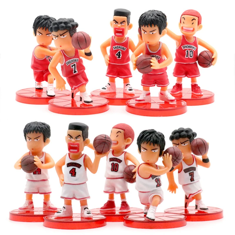 5pcs SLAM DUNK Anime Figure Sakuragi Hanamichi Rukawa Kaede Akagi Takenori Action Figures Model Dolls Kids Toys Cake Decoration