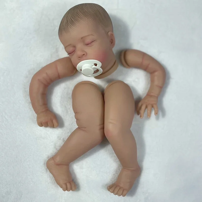 21inch Jude Sleeping Reborn Doll Kit Lifelike Multiple Layers Painting Doll Parts Visible Veins Hand Rooted Hair With Cloth Body