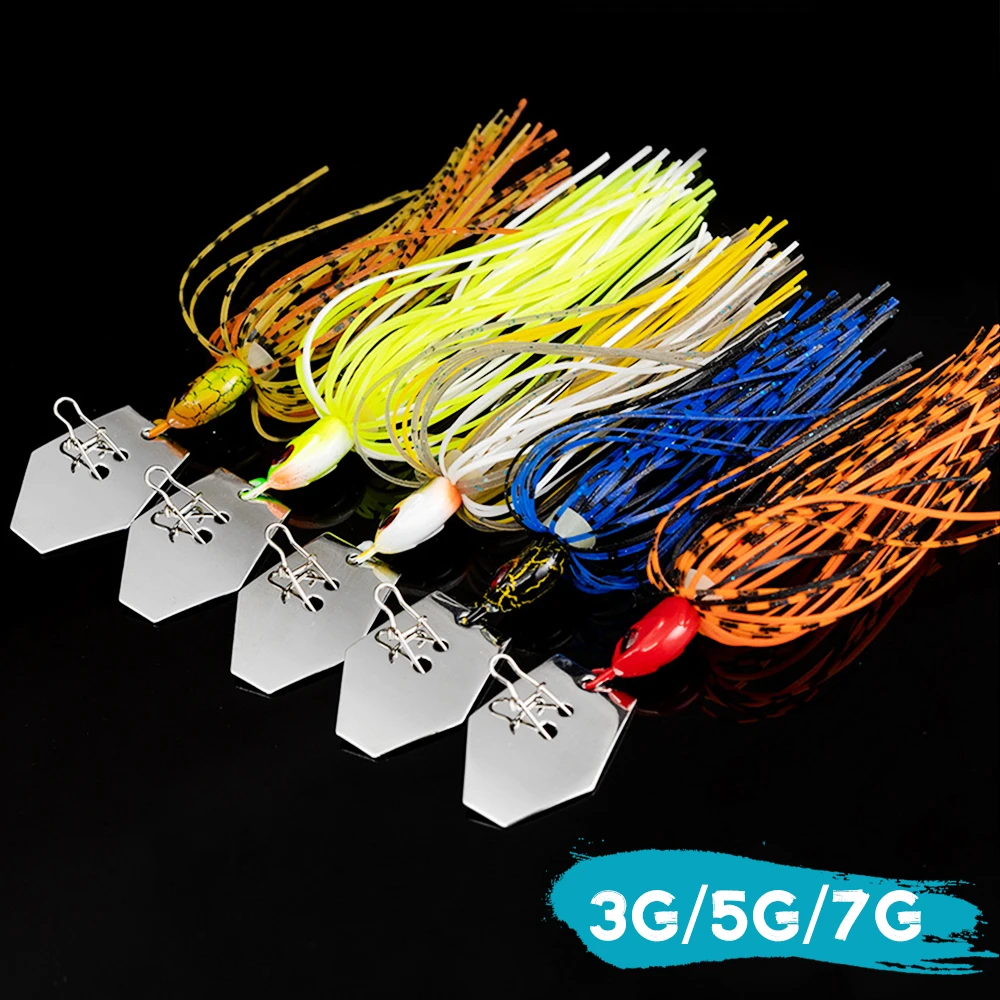 Bladed Jig Fishing Lures Swimbait 5g ChatterBait Bladed Head to Make a Chatter Sound Vibrating Spinner Wire Bait 2-Pack