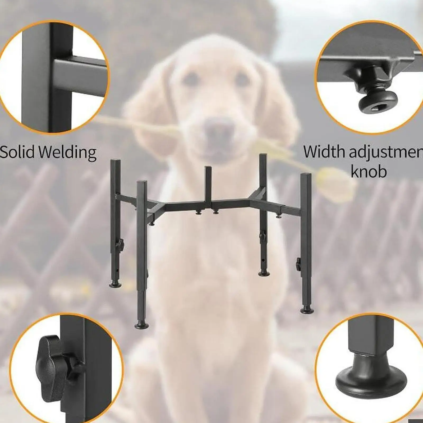 Height Adjustable Puppy Food Bowl Stand Iron Raised Feeder Rack for Dogs Cat Bowls Portable Use