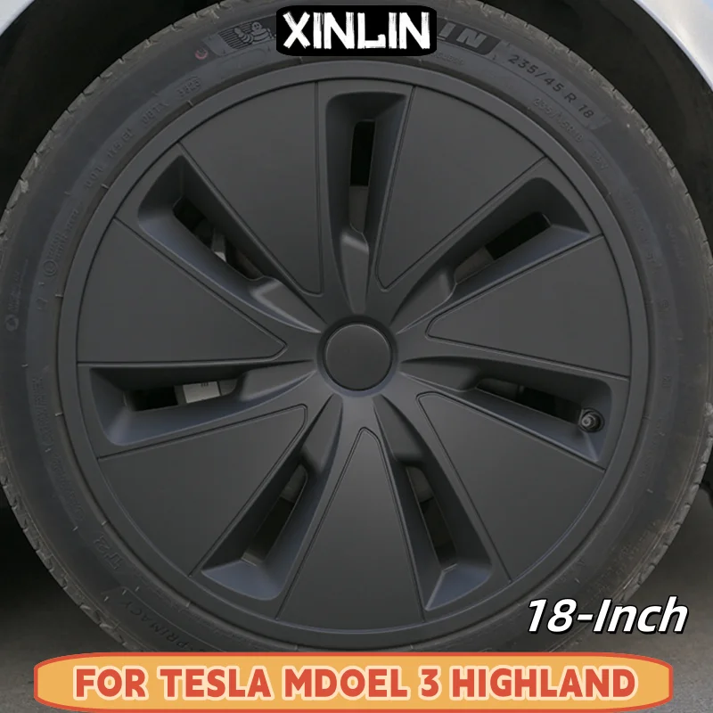 4PCS HubCap for New Tesla Model 3 Highland 2024 18 Inch Performance Wheel Cap Replacement Automobile Full Rim Cover Accessories