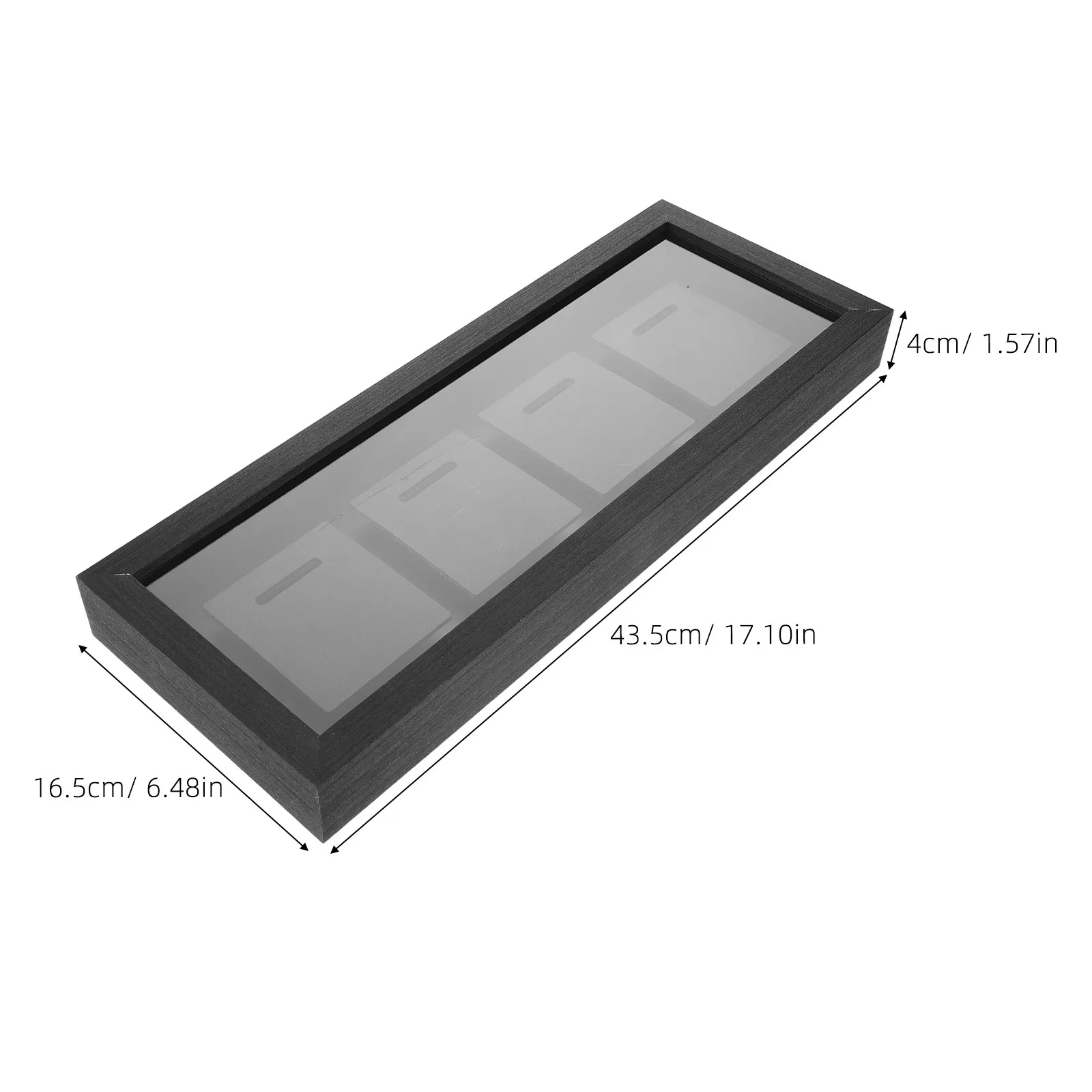 4-Slot Wooden Medal Display Shadow .13x6.5 Inch Premium Solid Wood Sports Award Frame for Running Marathon Race Military