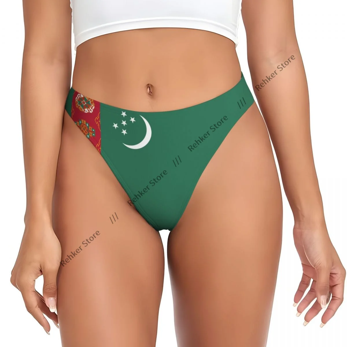 Thongs For Women V Waist G-String Panties Turkmenistan Flag Underwear Breathable Underpants