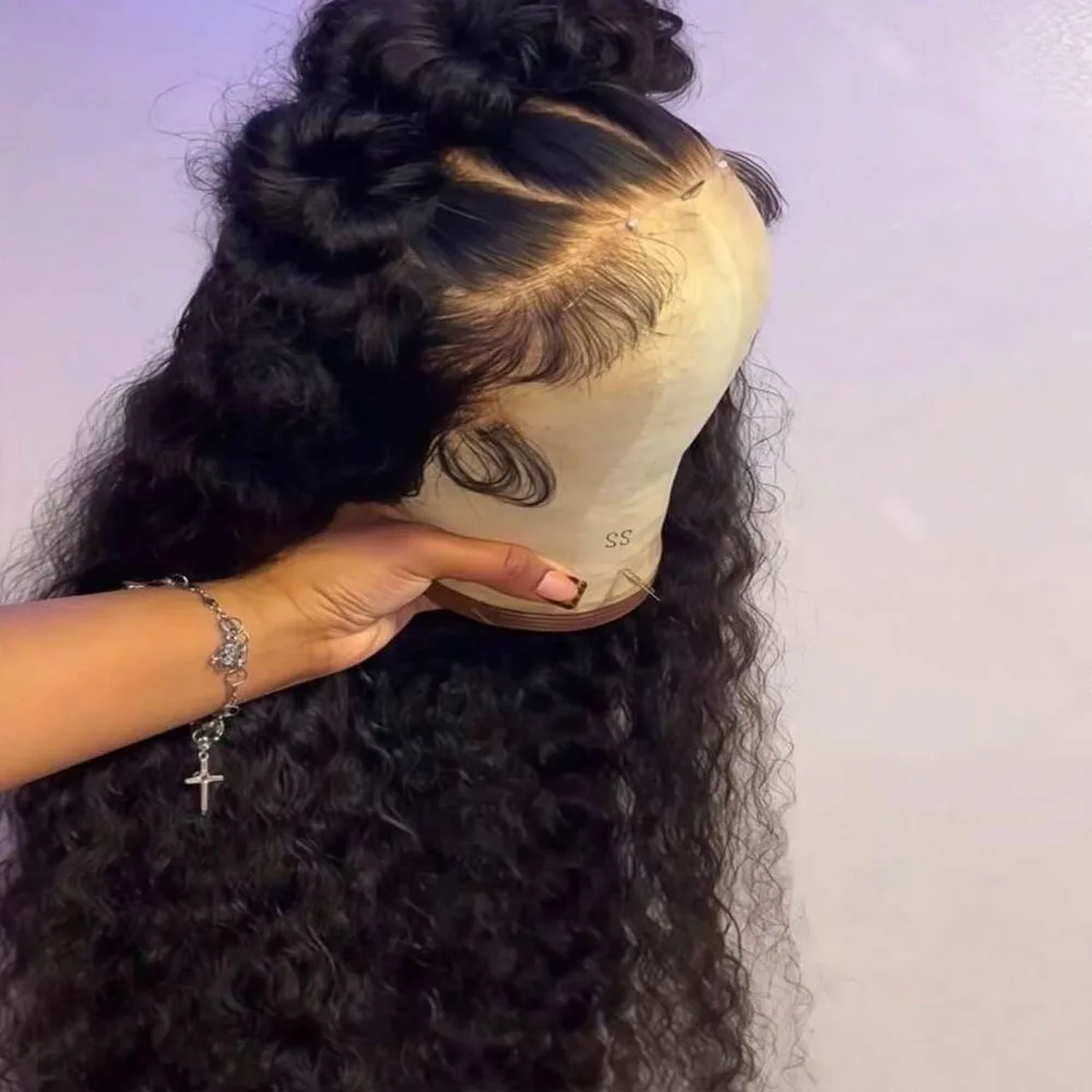 

40 Inch Curly 5x5 HD Transparent Glueless Wigs Human Hair 13x4 Deep Wave Glueless Wigs Pre Plucked Lace Wig For Women 250% Deep Curly Closure Wig Nautural Black Halloween Season