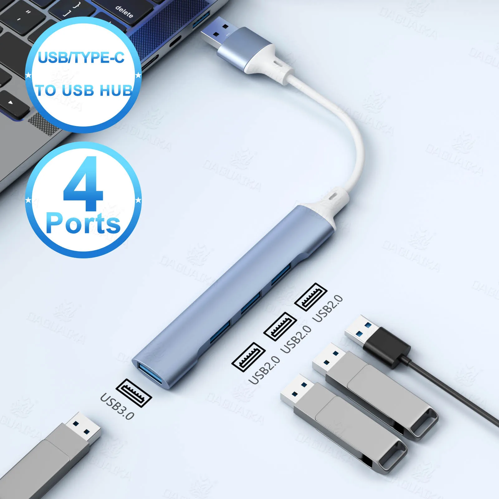 4-портовый концентратор USB 3.0 USB-концентратор Высокоскоростной разветвитель типа c 5 Гбит/с для ПК Компьютерные аксессуары Многопортовый