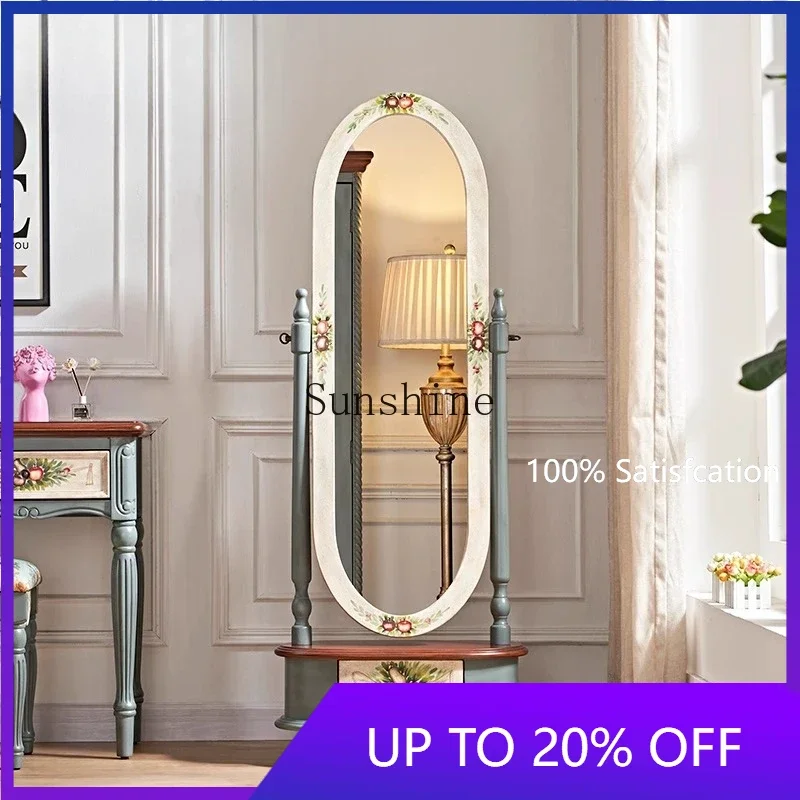 

American style full-length mirror pure hand-painted storage retro and old bedroom mirror