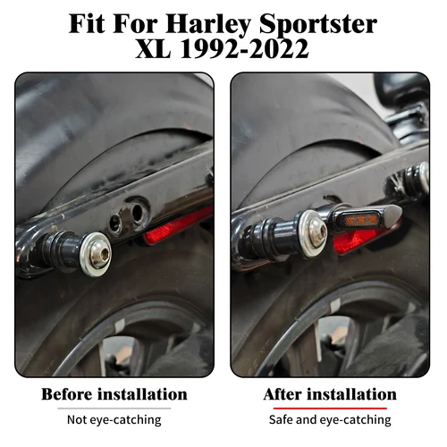 Imagen 2 del producto Señal de giro trasera para motocicleta, Mini luz indicadora de 3 LED con rosca de perno M6 (1/4 '') intermitente para Harley Sportster XL Softail Dyna