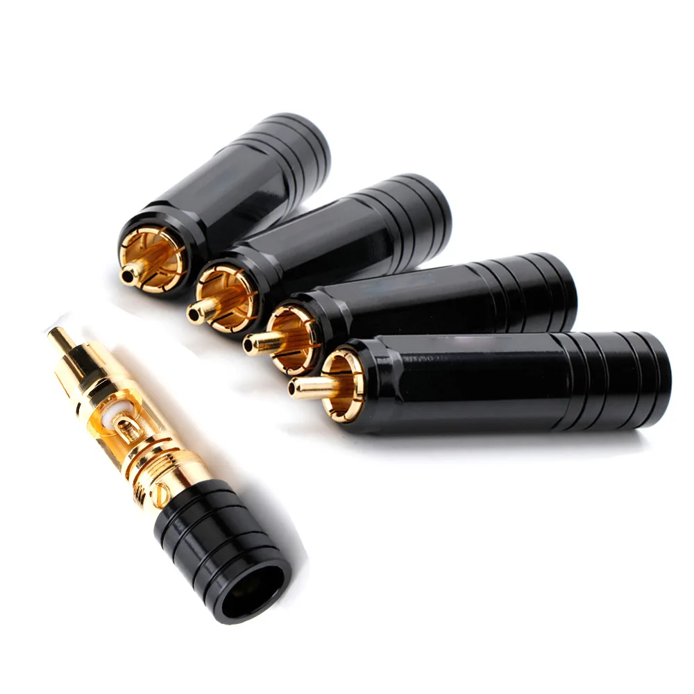 

4PCS preffair Gold Plated RCA Plug Lock Collect Solder Connector HIFI Cable Connector