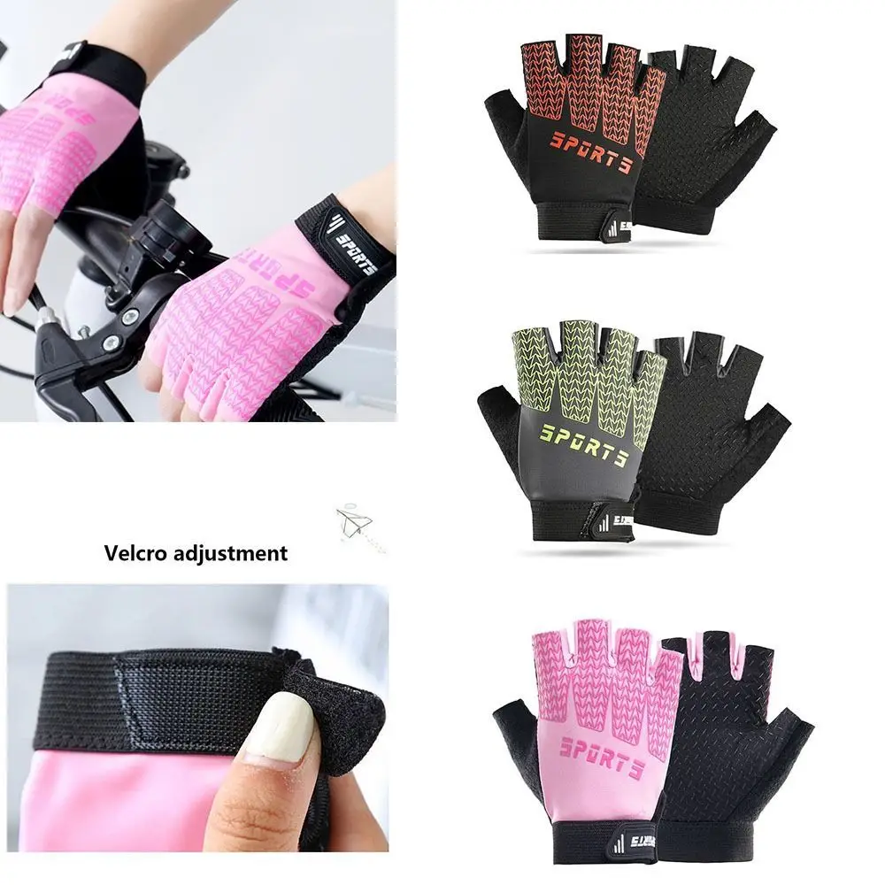 ถุงมือปั่นจักรยานสำหรับเด็กกันลื่นน้ำหนักเบาถุงมือจักรยานแบบครึ่งนิ้วระบายอากาศได้ดูดซับแรงกระแทกป้องกัน