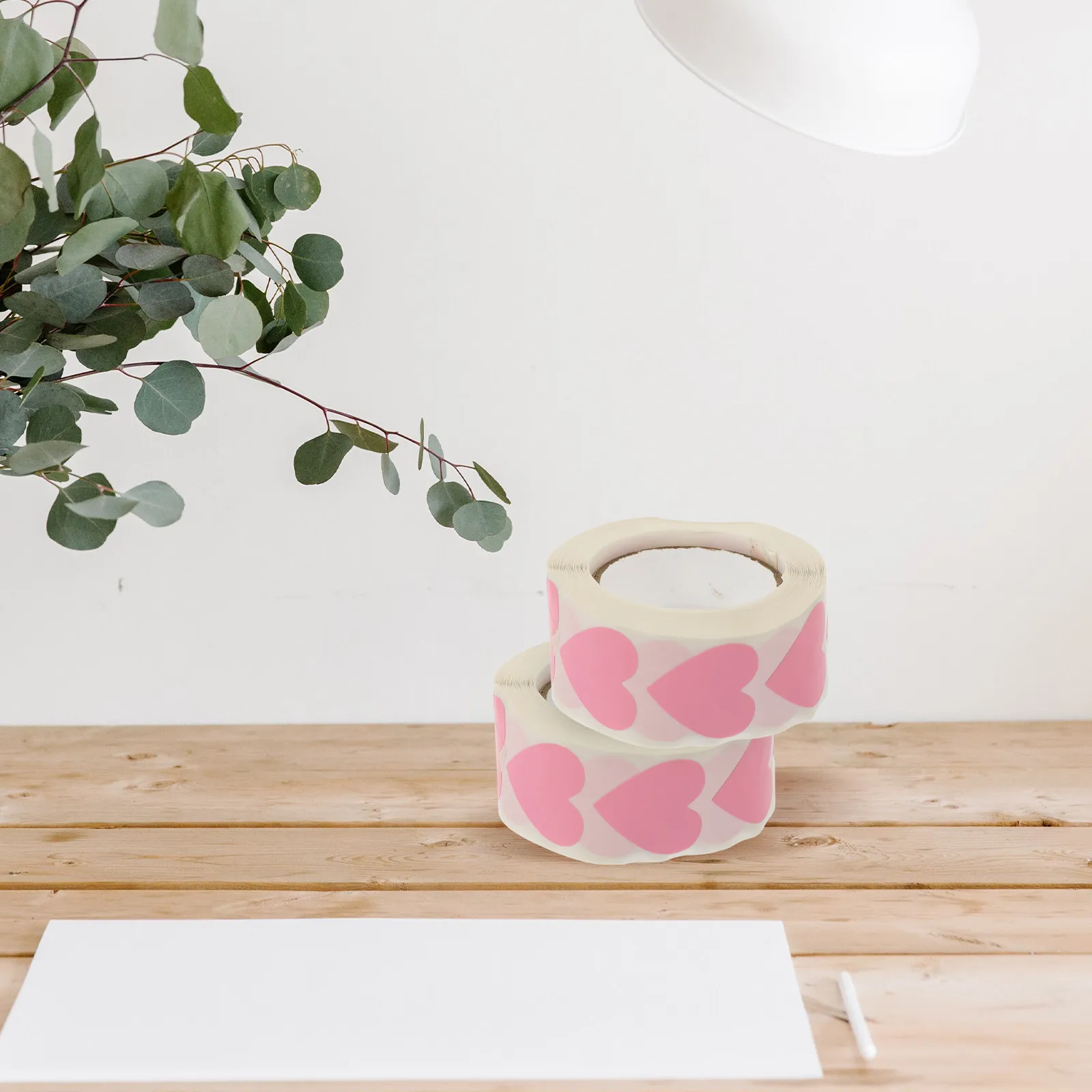 

2 Rolls Stickers for Sealing Valentine's Day Wrap Label Pink Heart-shaped Self-adhesive Greeting Card