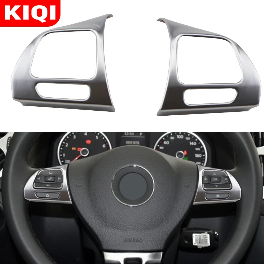 KIQI Chrome Stuurwiel Trim Cover voor Volkswagen Vw Golf Mk6 Passat B7 Cc Eos Tiguan Jetta Touran Sharan Caddy Sticker