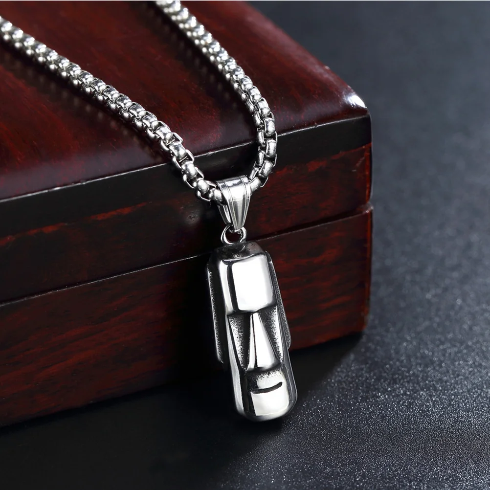 Avatar Necklace Pendants Bracelets Man Personality Moai Mens Necklace Stainless Steel Easter Island Jewlery