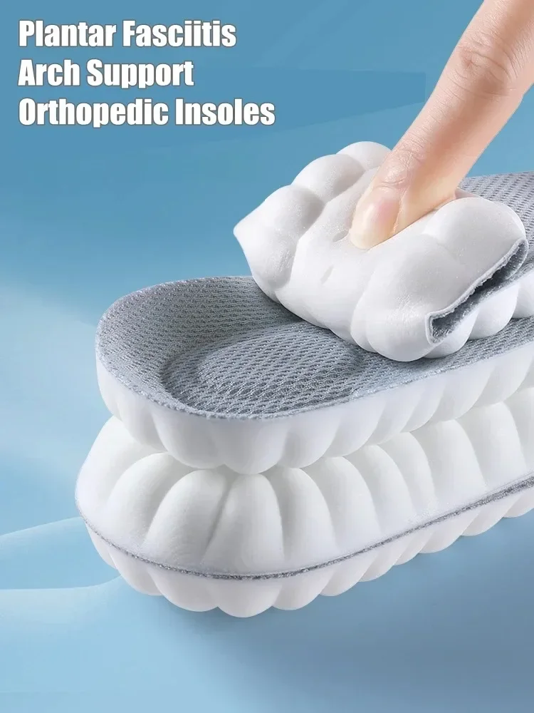 New 4D with Arch Support and Massage Orthopedic Insoles Breathable Shock Absorbing Pads for Plantar Fasciitis and Long Standing
