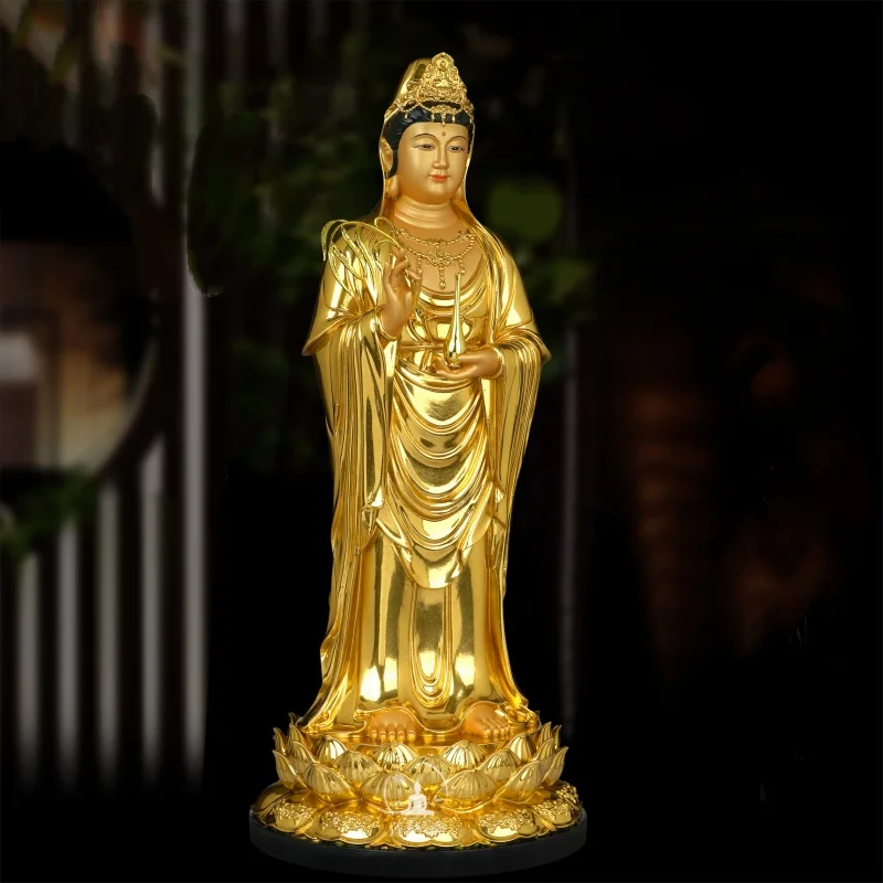 Exquisite Resin Carve Nanhai Guanyin Avalokitesvara Bodhisattva Buddha Statue Home Buddhist Hall Offering Chinese Style Ornament