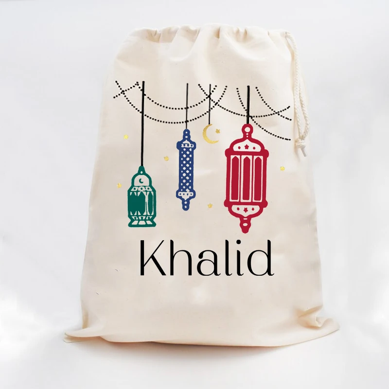 Personalised name Lantern Ramadan sack Eid Mubarak al-Fitr Muslim Islamic Kareem home decoration children kid boy girl gift bag