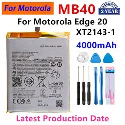100% Original MB40 4000mAh Battery For  Motorola Edge 20 XT2143-1 Phone Batteries+Tools.