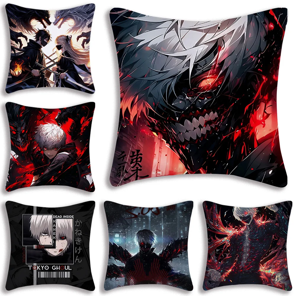 Pillow Covers T-TokyoS G-Ghoul Cartoon Sofa Decorative Home Double-sided Printing Short Plush Cute Cushion Cover