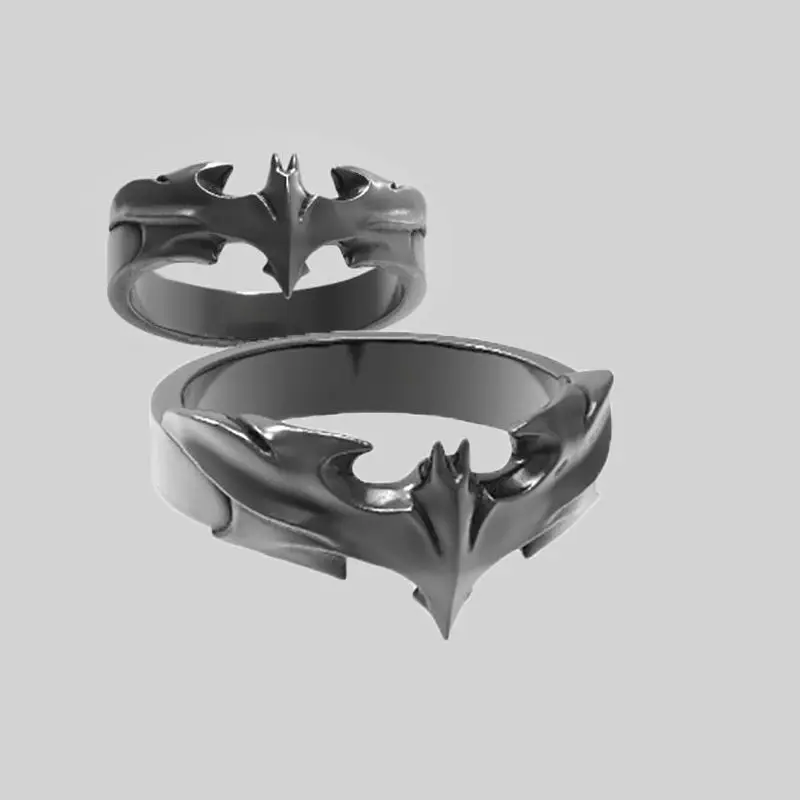 BeastKingdom Batman Personality Versatile Cartoon No Fading Ring Creative Anime 2D Fashion Men's and Women's Ring Jewelry Gifts