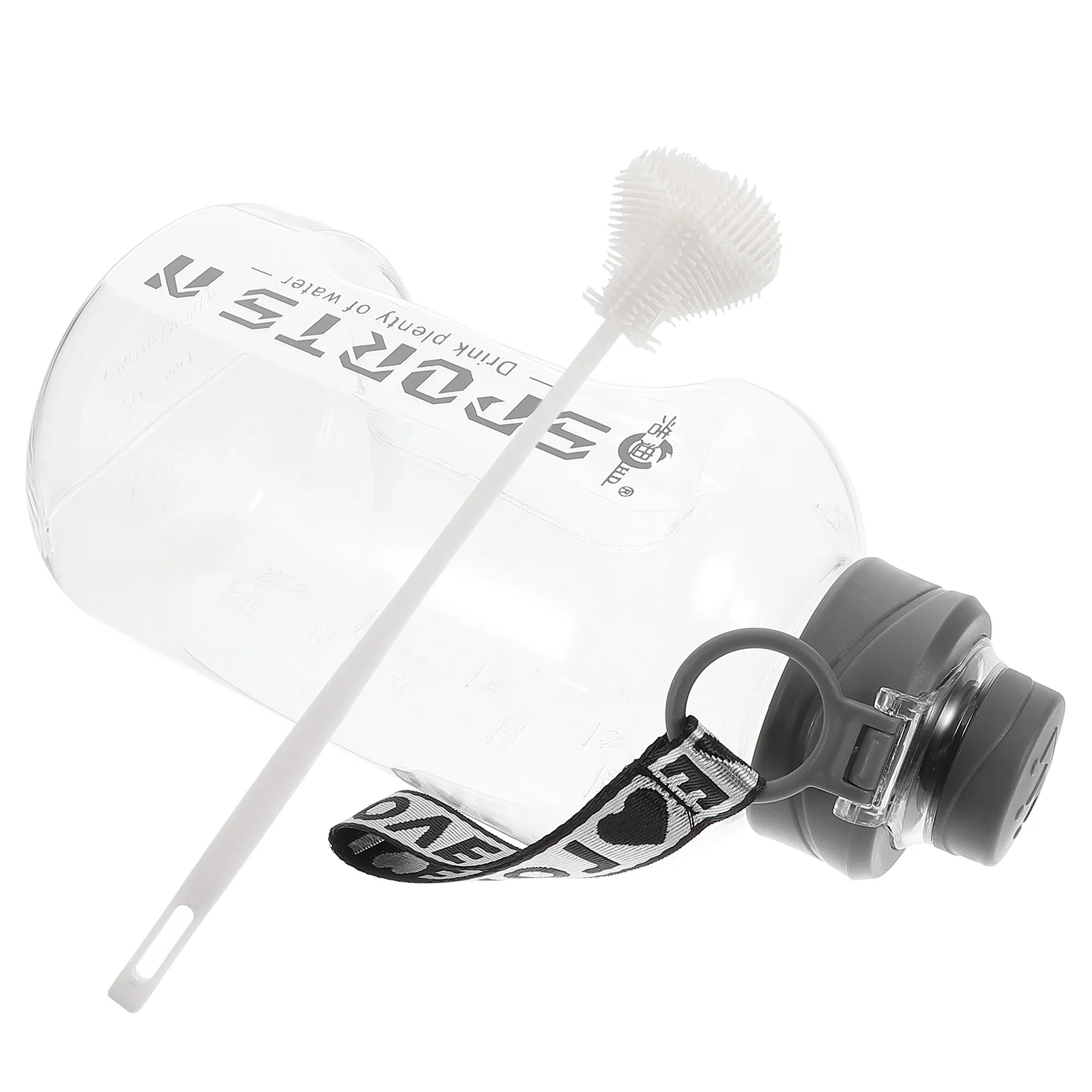 

1 set Large Capacity Water Bottle 1700ml Grey Sports Cup Portable Fitness Jug Stable Base Thickened Body Durable Container